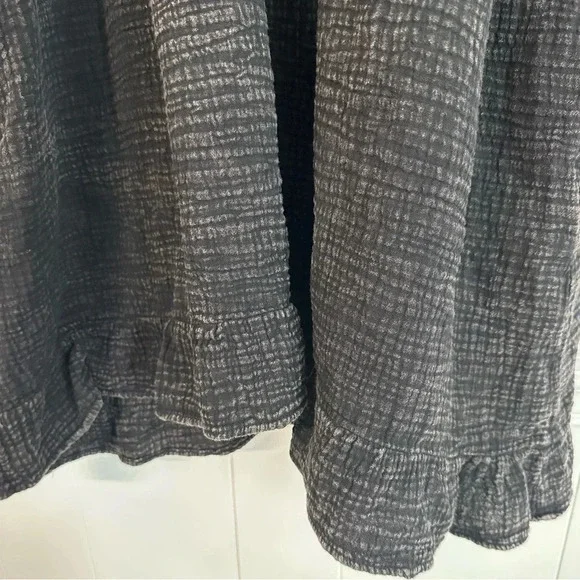NWT LACAUSA Gauze Black Mineral Wash Organic Cotton Long Sleeves Dress Sz M - Picture 8 of 14